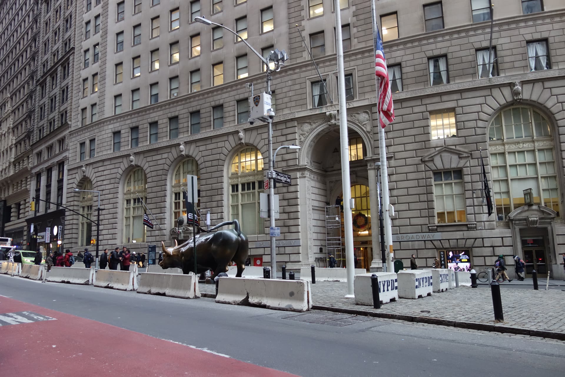Charging Bull sculpture, Broadway at Bowling Green, New York