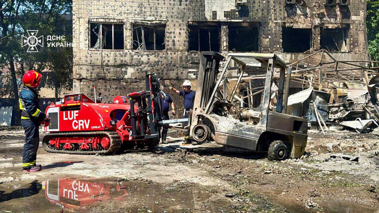 Destruction in Kyiv following a Russian drone and missile attack, July 2025